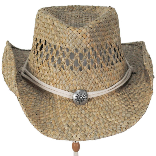Scala | Kid's Bull Seagrass Straw Western Hat | 505019 | front | NATURAL