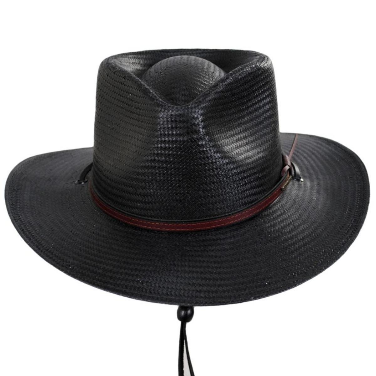 Stetson | Belgrade Shantung Straw Outback Hat | 127032 | front | BLACK