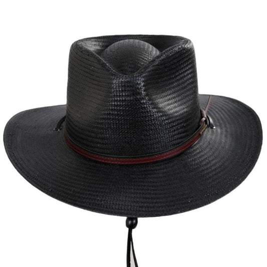 Stetson | Belgrade Shantung Straw Outback Hat | 127032 | front | BLACK