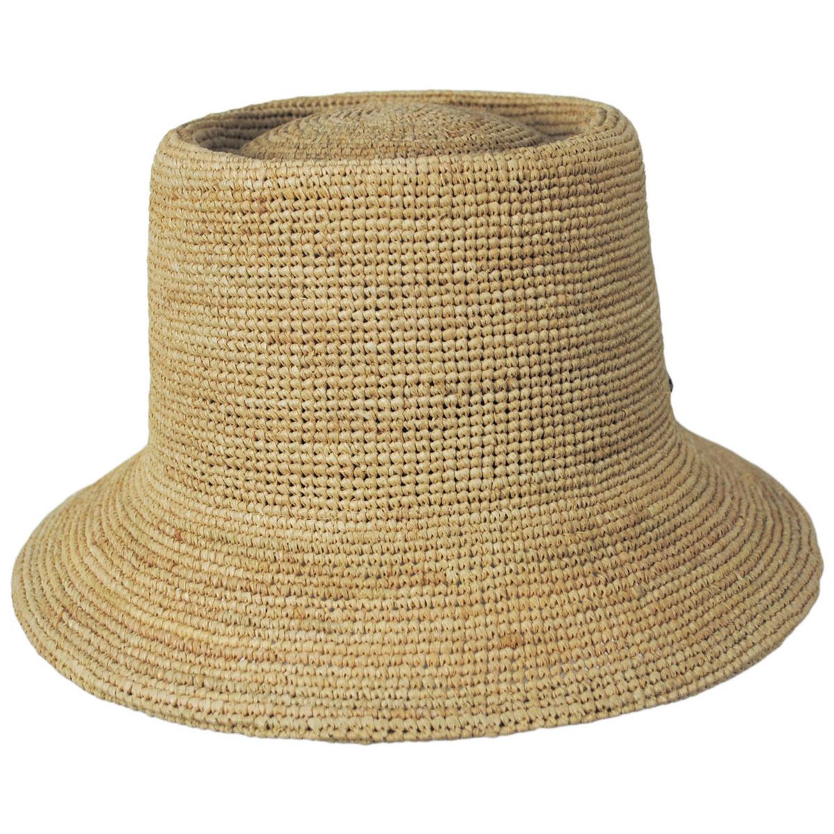 BRIXTON HATS | Ellee Raffia Straw Bucket Hat | 104055 | front | TAN