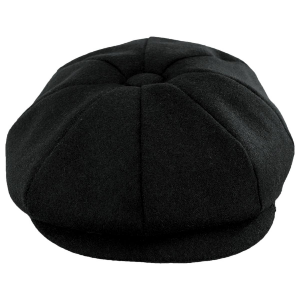 Jaxon Hats | Harlem Wool Blend Newsboy Cap | 167791 | front | BLACK