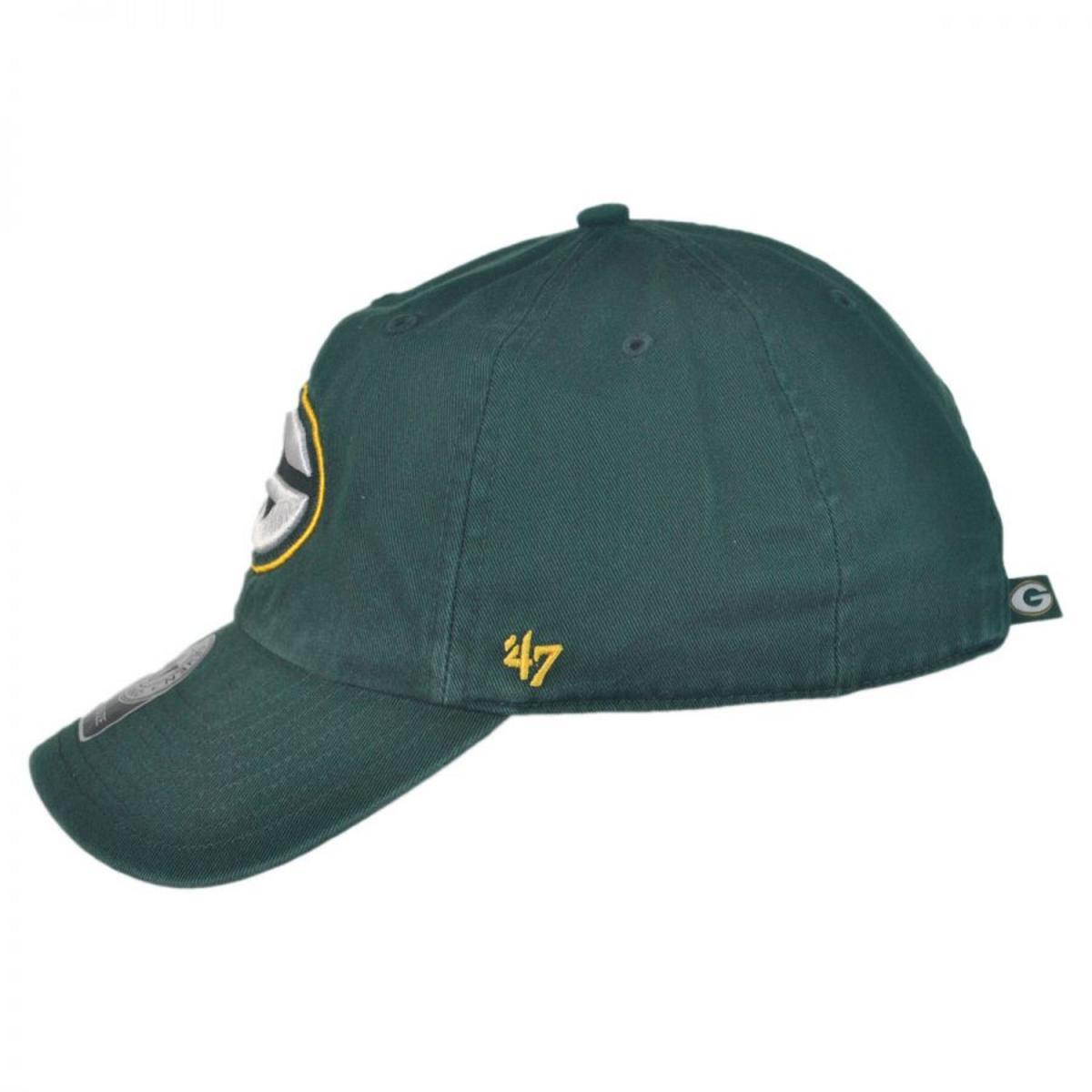 47 Brand | Green Bay Packers NFL Clean Up Strapback Baseball Cap Dad Hat | 203620 | profile | DARK GREEN
