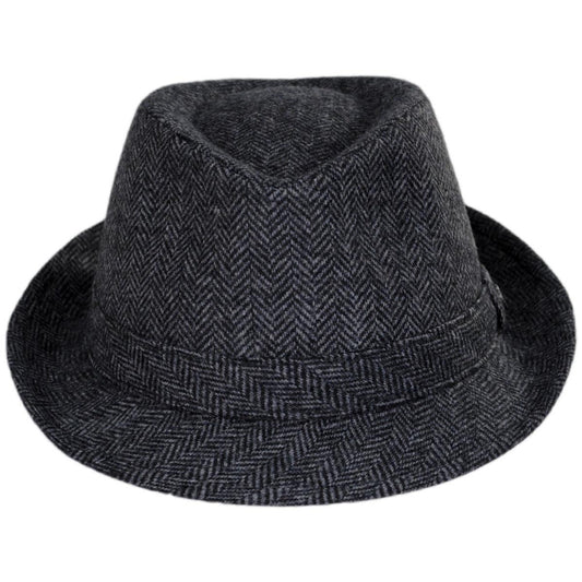 Jaxon Hats | Wholesale Herringbone Wool Trilby Fedora Hat B2B Pre-Pack | B2B142320 | front | GREY/BLACK