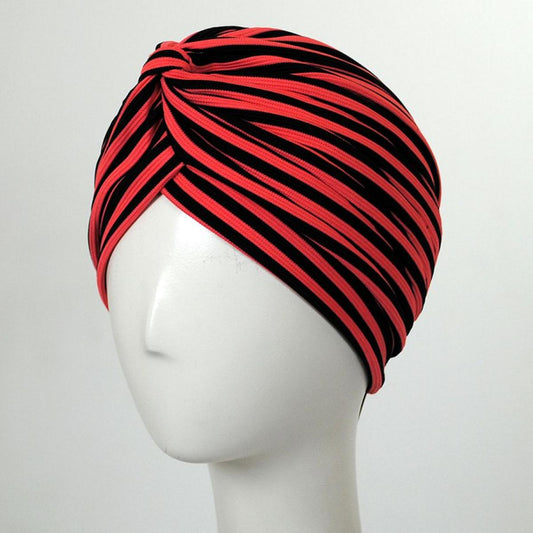 Jeanne Simmons | Striped Soft Poly Turban | 106531 | lead | CORAL