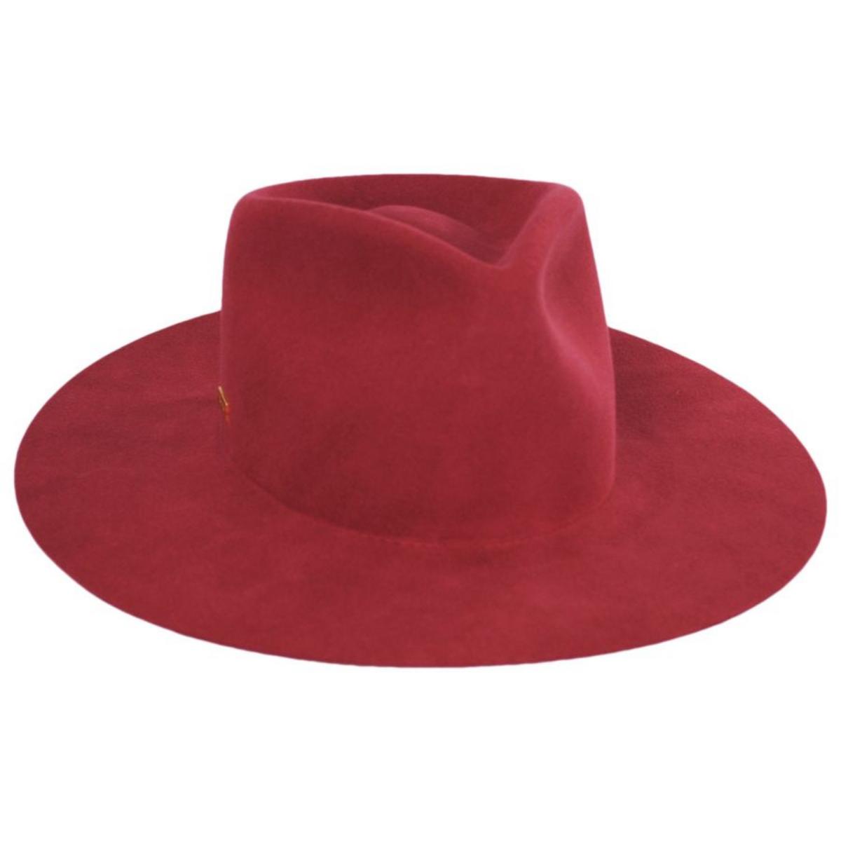 Betmar | Georgia Wide Brim Wool Felt Fedora Hat | 123173 | lead | RUSTIC RED