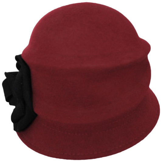 Betmar | Alexandrite Wool Felt Cloche Hat | 123129 | front | SCARLET/BLACK