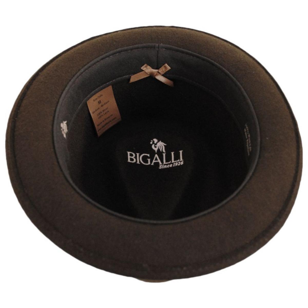 Bigalli | Roma Wool Felt Stingy Brim Fedora Hat | 131435 | under | CHOCOLATE