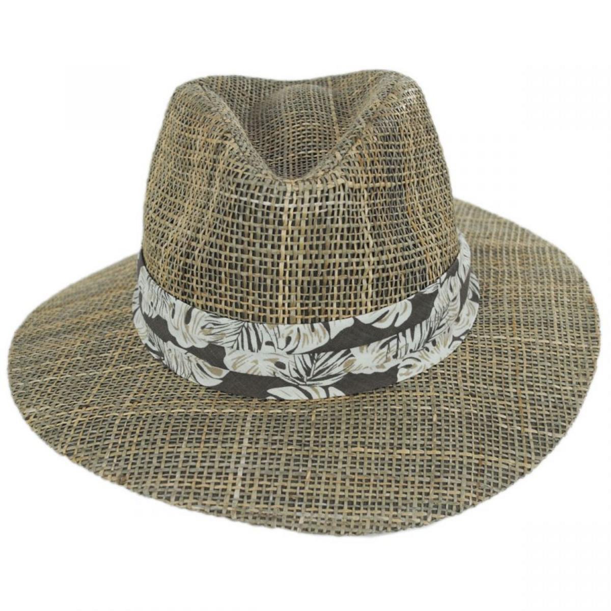 Scala | Quest Seagrass Straw Safari Fedora Hat | 126344 | front | NATURAL