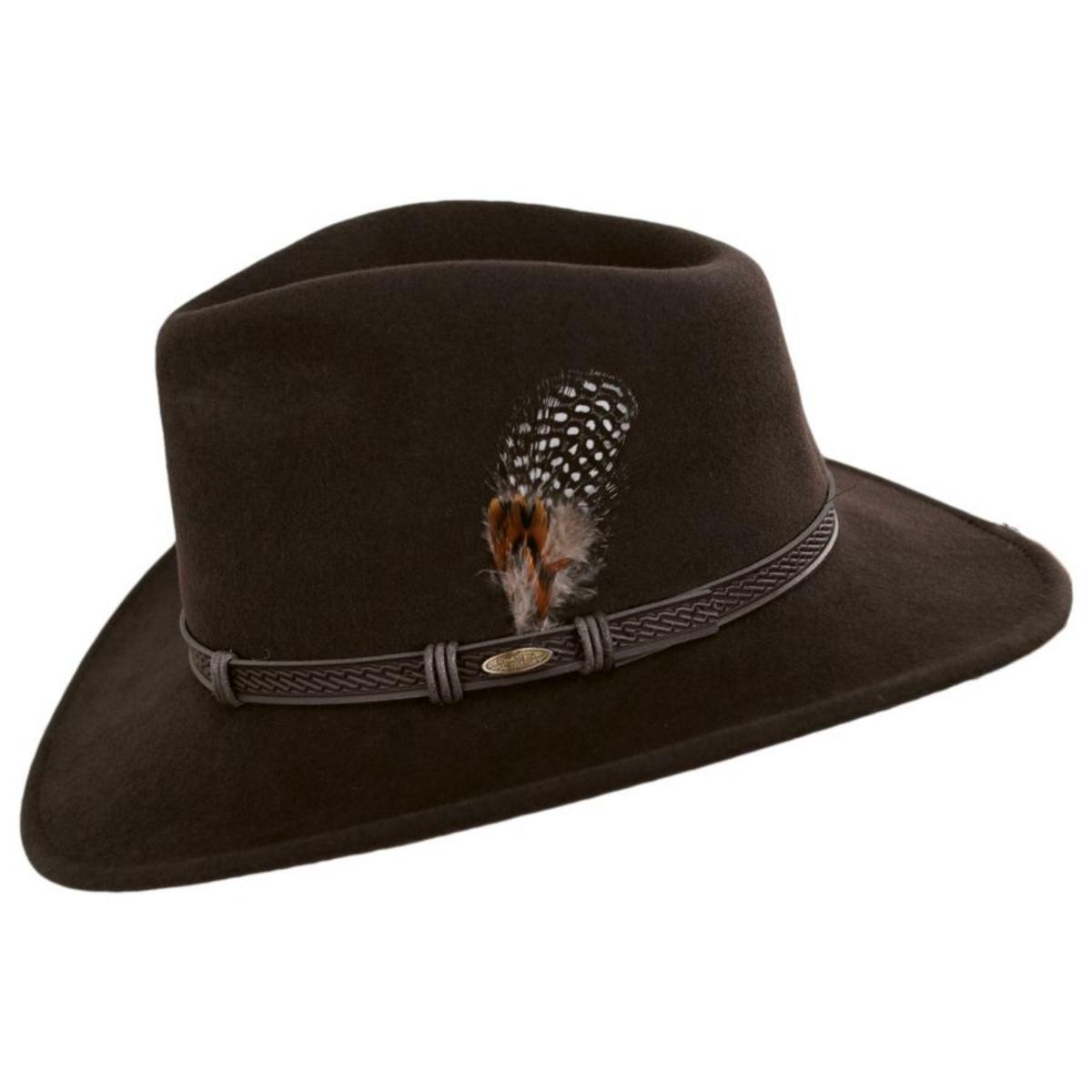 Scala | Falkirk Wool Felt Outback Hat | 130407 | profile | CHOCOLATE