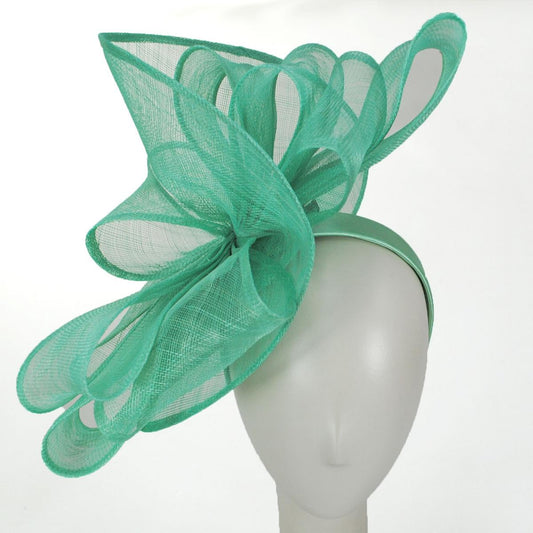 Kathy Jeanne | Abanico Sinamay Straw Fascinator Hat | 122426 | front | EMERALD