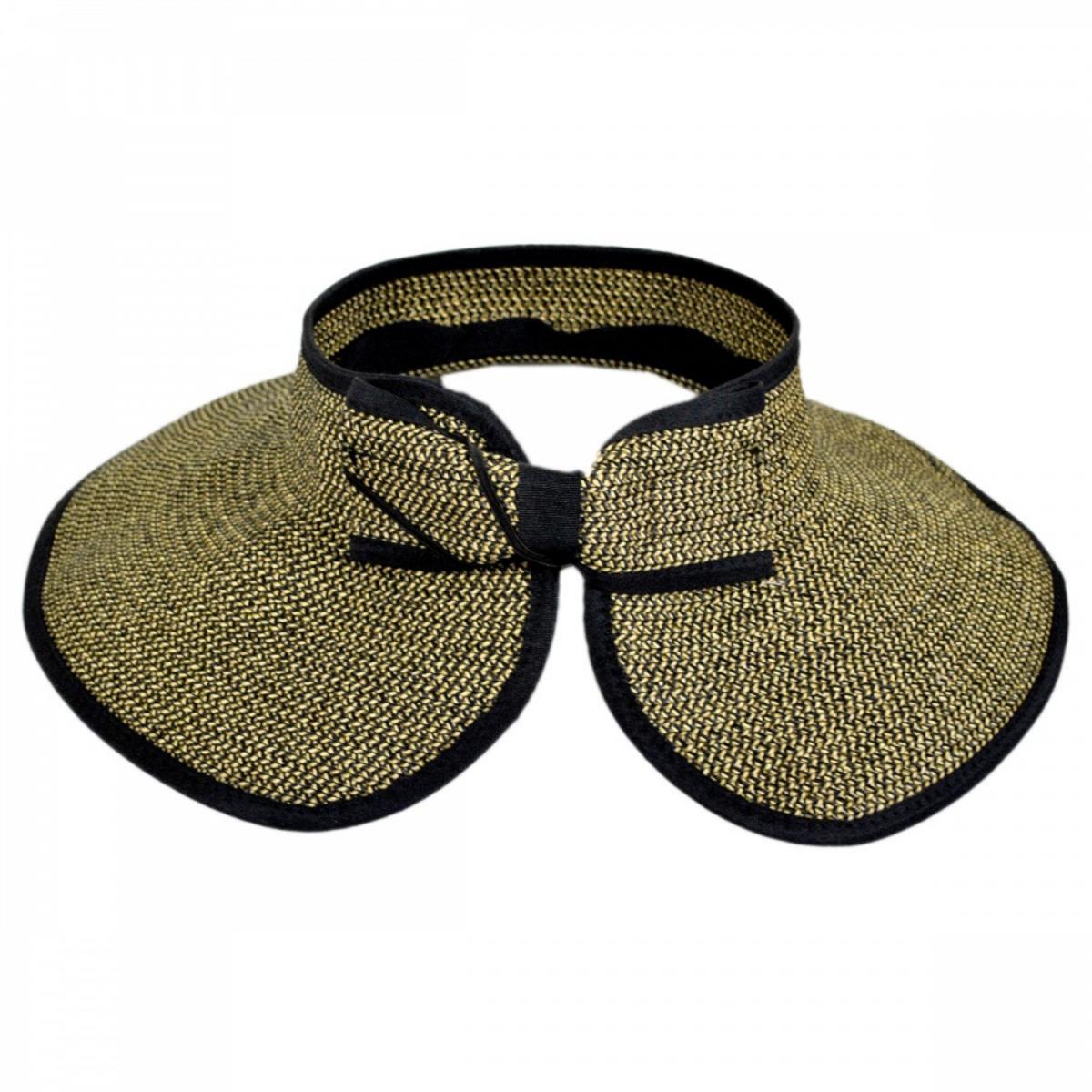 sur la tete | Roll Toyo Straw Braid Visor | 198550 | detailone | BLACK MIX