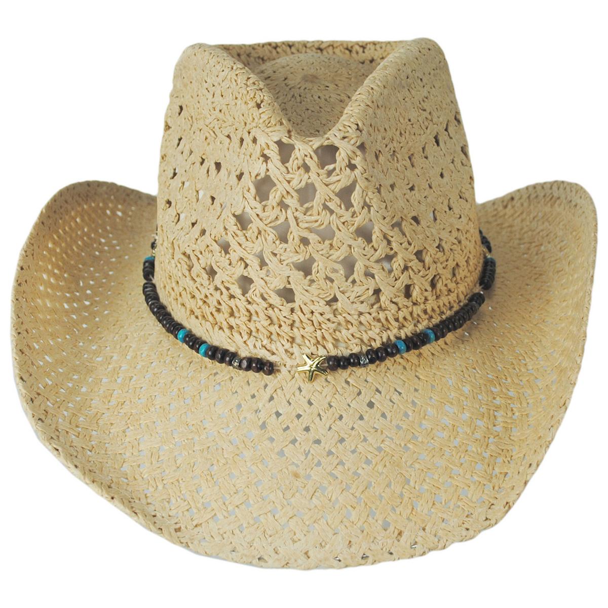Panama Jack | Capybura Toyo Straw Western Hat | 102000 | front | NATURAL