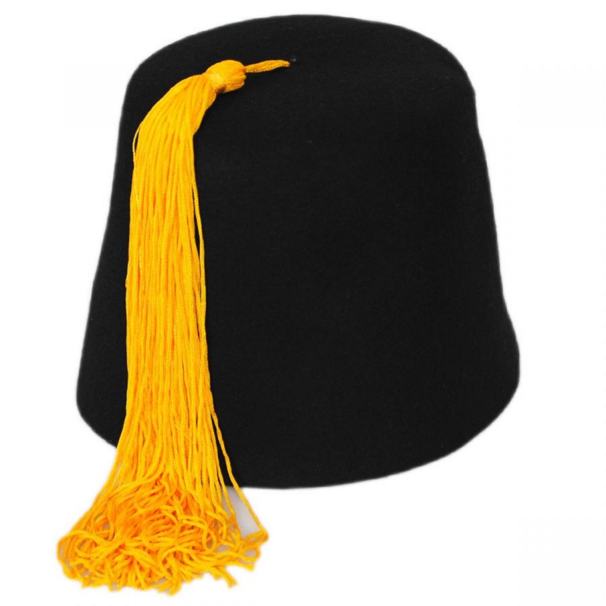 Village Hat Shop | Black Wool Fez with Gold Tassel | 193311 | lead | BLACK