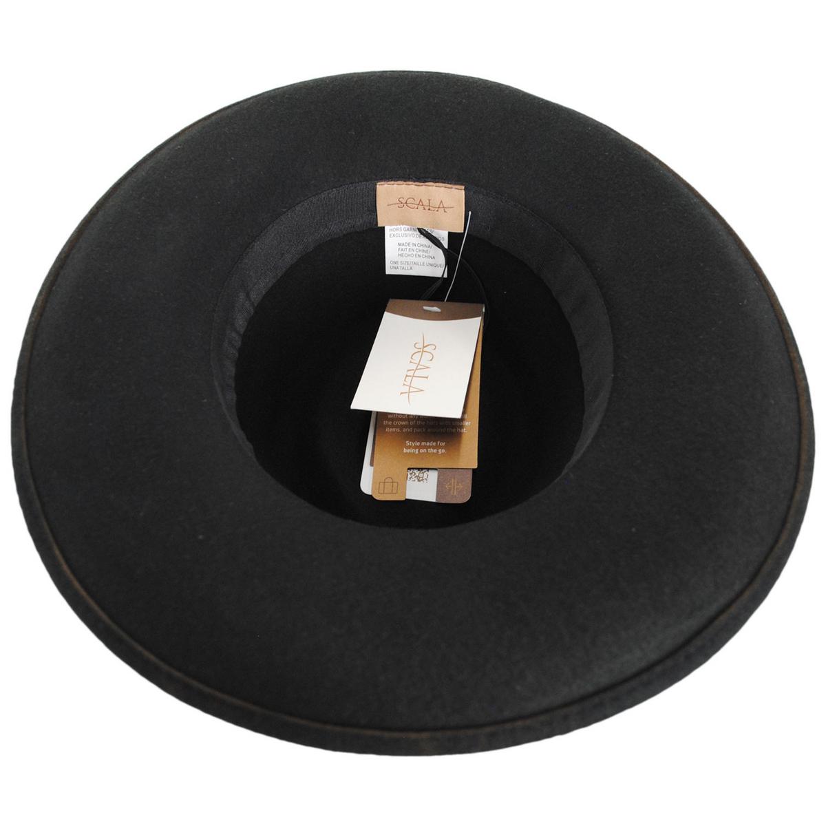 Scala | Wandra Wool Felt Rancher Fedora Hat | 123489 | under | CHOCOLATE