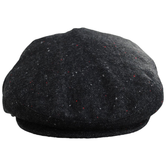 Jaxon Hats | Blackheath Marl Tweed Wool Blend Ivy Cap | 167582 | front | BLACK