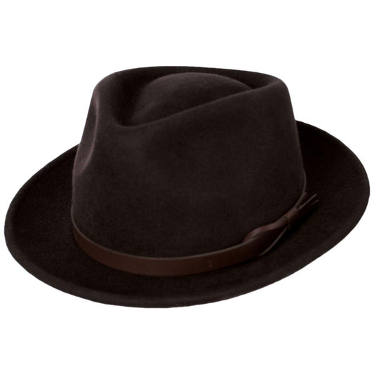 Toucan Collection | Wool Felt Teardrop Fedora Hat - Made to Order | 125848 | lead | BROWN