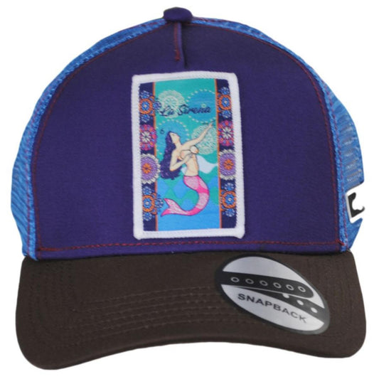 Larry Mahan Hats | Loteria La Sirena Snapback Trucker Baseball Cap | 221327 | front | PURPLE