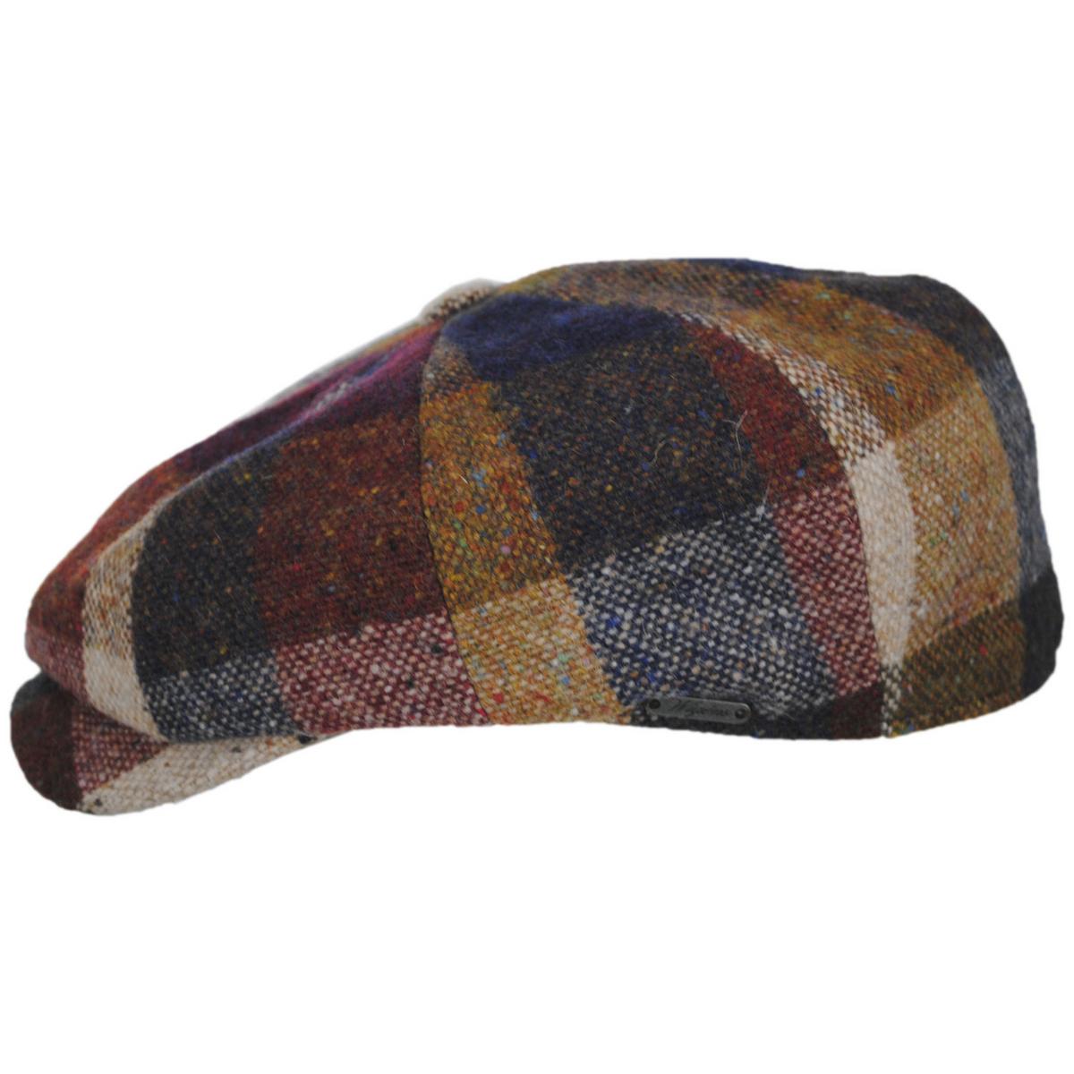 Wigens Caps | Magee Tweed Multi Check Newsboy Cap | 161974 | profile | RUST