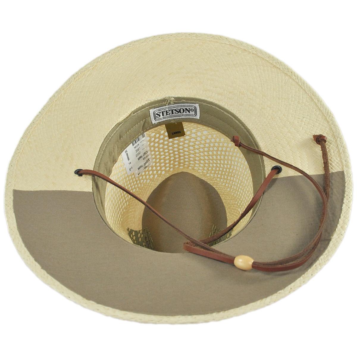 Stetson | Airway Panama Straw Safari Fedora Hat | 126920 | under | NATURAL