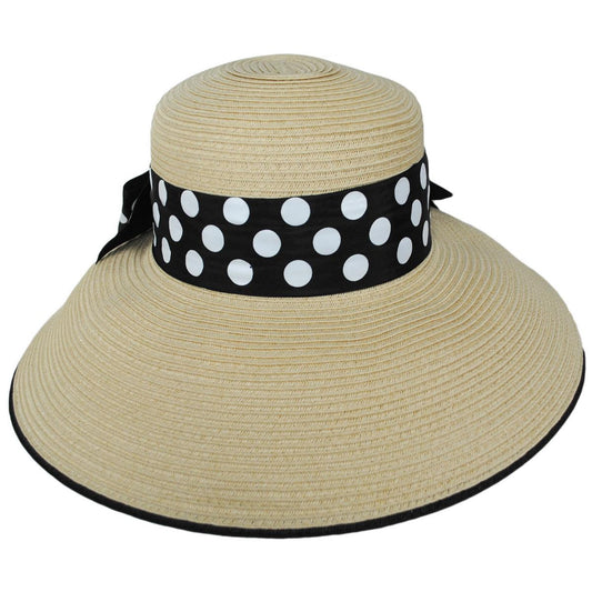 Toucan Collection | Polka Dot Toyo Straw Lampshade Dress Hat - Made to Order | 121649 | front | NATURAL