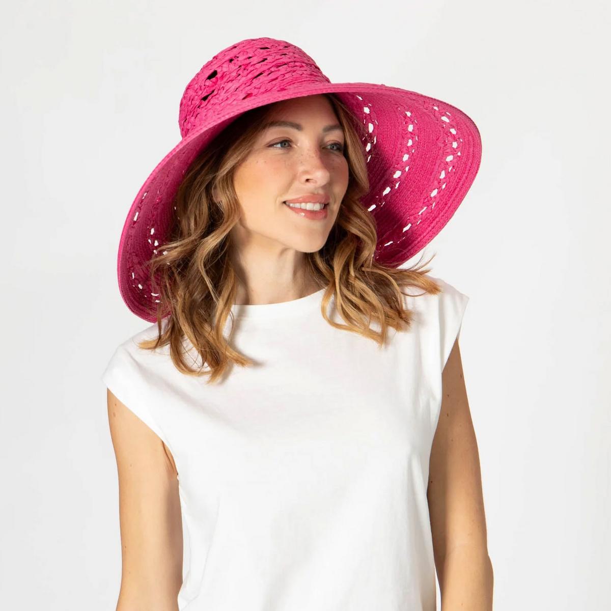 San Diego Hat Company | Sierra Toyo Straw Lampshade Sun Hat | 103690 | lsfone | PINK