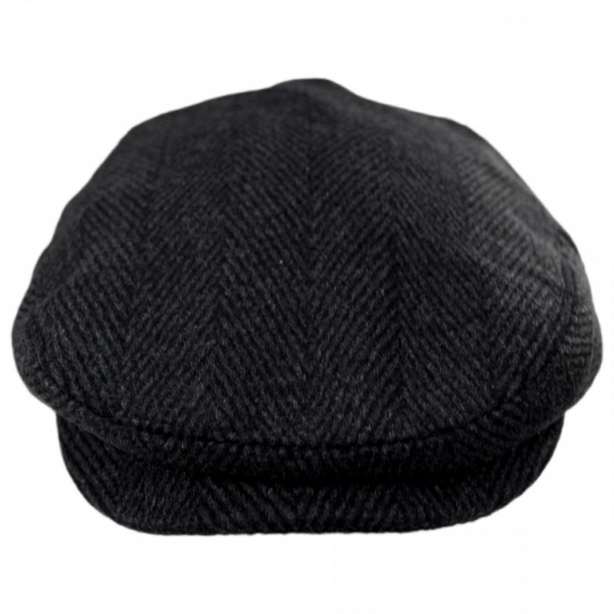 Jaxon Hats | Large Herringbone Wool Blend Ivy Cap | 167759 | front | CHARCOAL