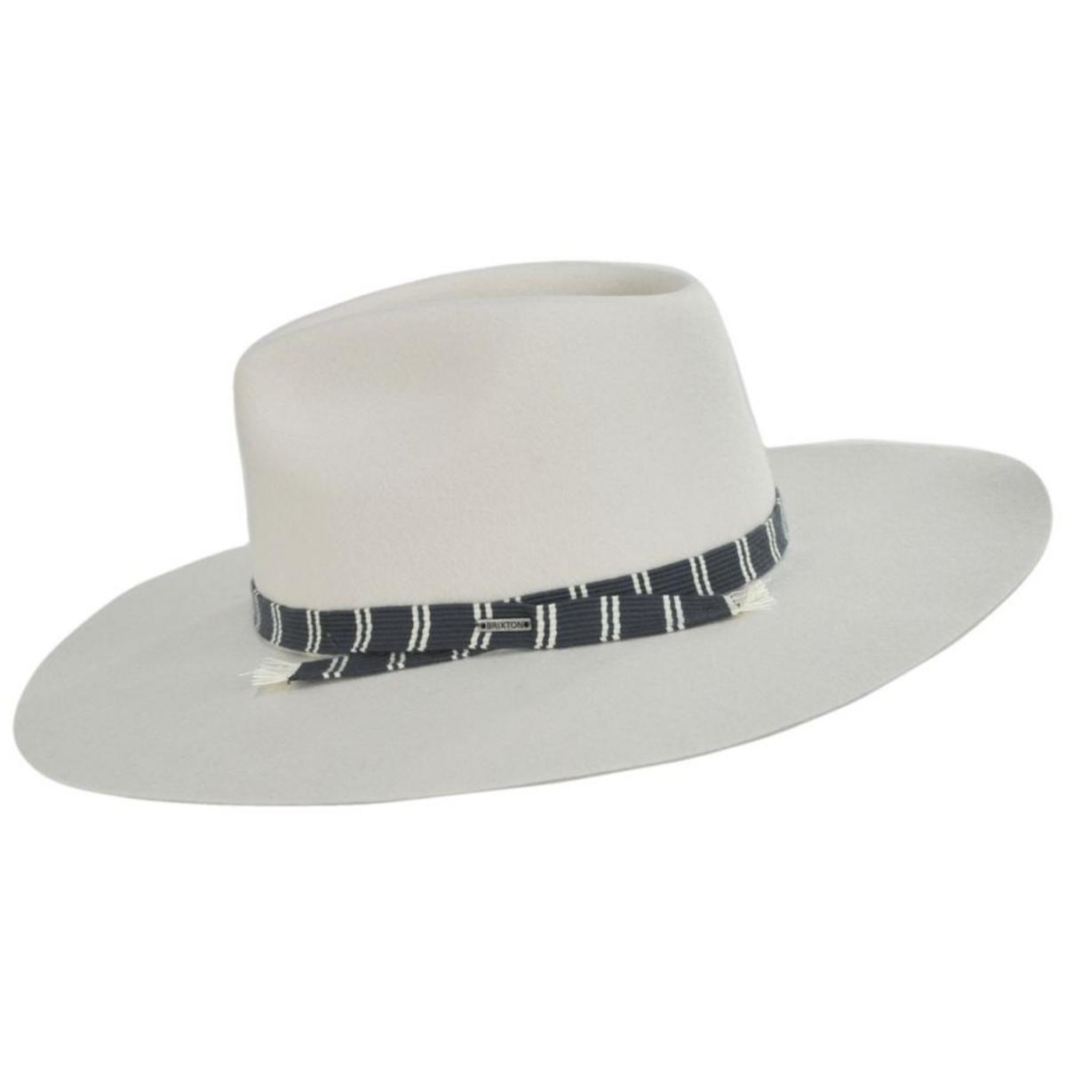 BRIXTON HATS | Leigh Wool Felt Wide Brim Fedora Hat - Dove | 123932DV | profile | DOVE