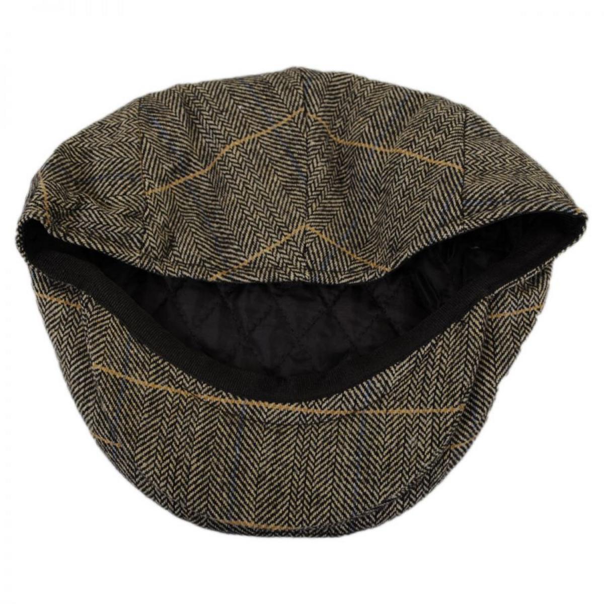 Jaxon Hats | Croydon Herringbone Plaid Wool Blend Ivy Cap | 167748 | under | TAN
