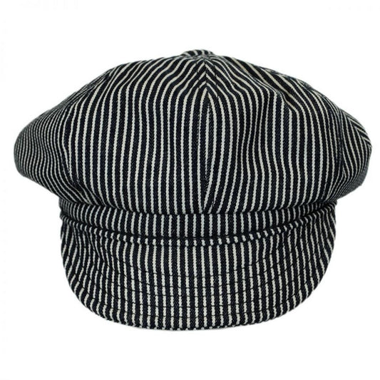 NEW YORK HAT CO | Engineer Striped Cotton Newsboy Cap | 161104 | front | BLUE/WHITE