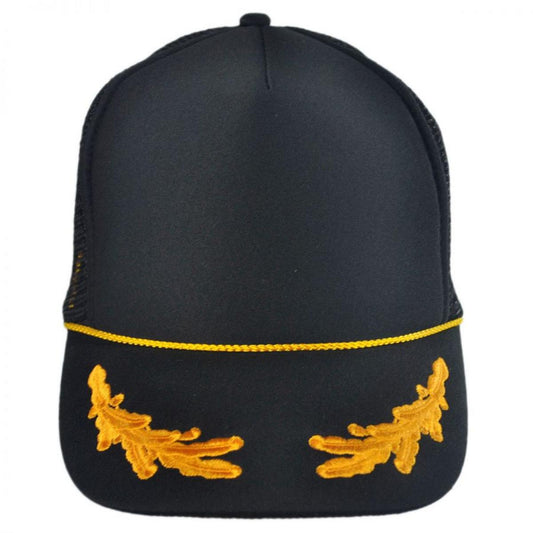 Otto | Gold Leaves Mesh Trucker Snapback Baseball Cap | 201401 | front | BLACK