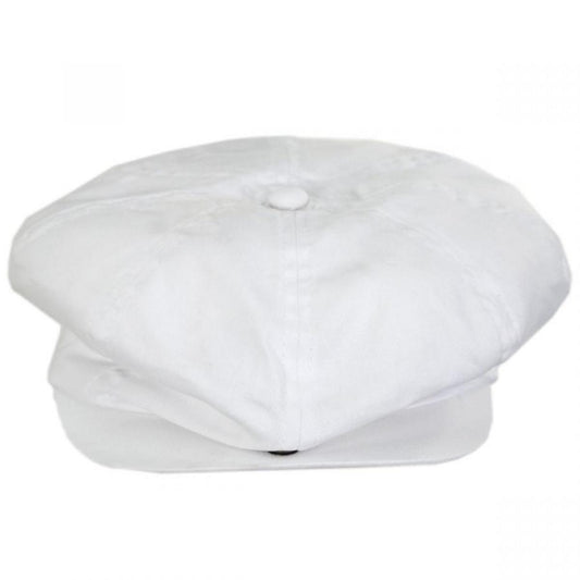 Dorfman Pacific | Capper Cotton Newsboy Cap - White | 160392 | front | WHITE