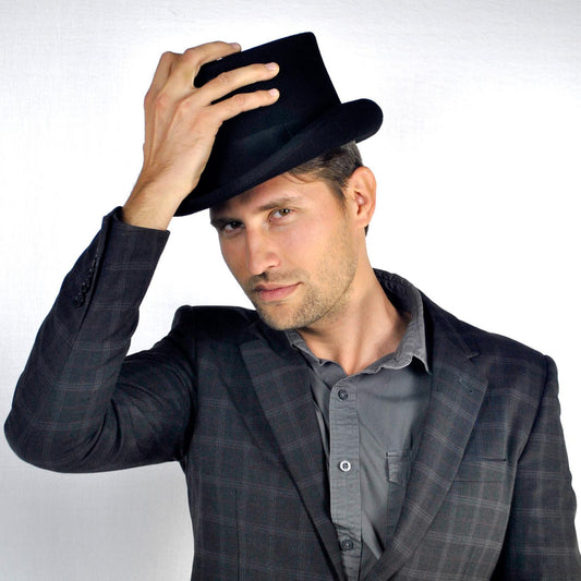 Jaxon Hats | Mid Crown Wool Felt Top Hat | 193700 | lsmone | BLACK