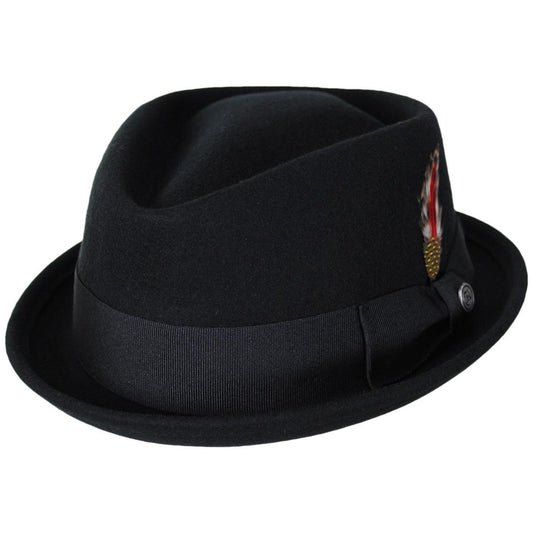 Jaxon Hats | Crushable Wool Felt Diamond Crown Fedora Hat | 135006 | lead | BLACK