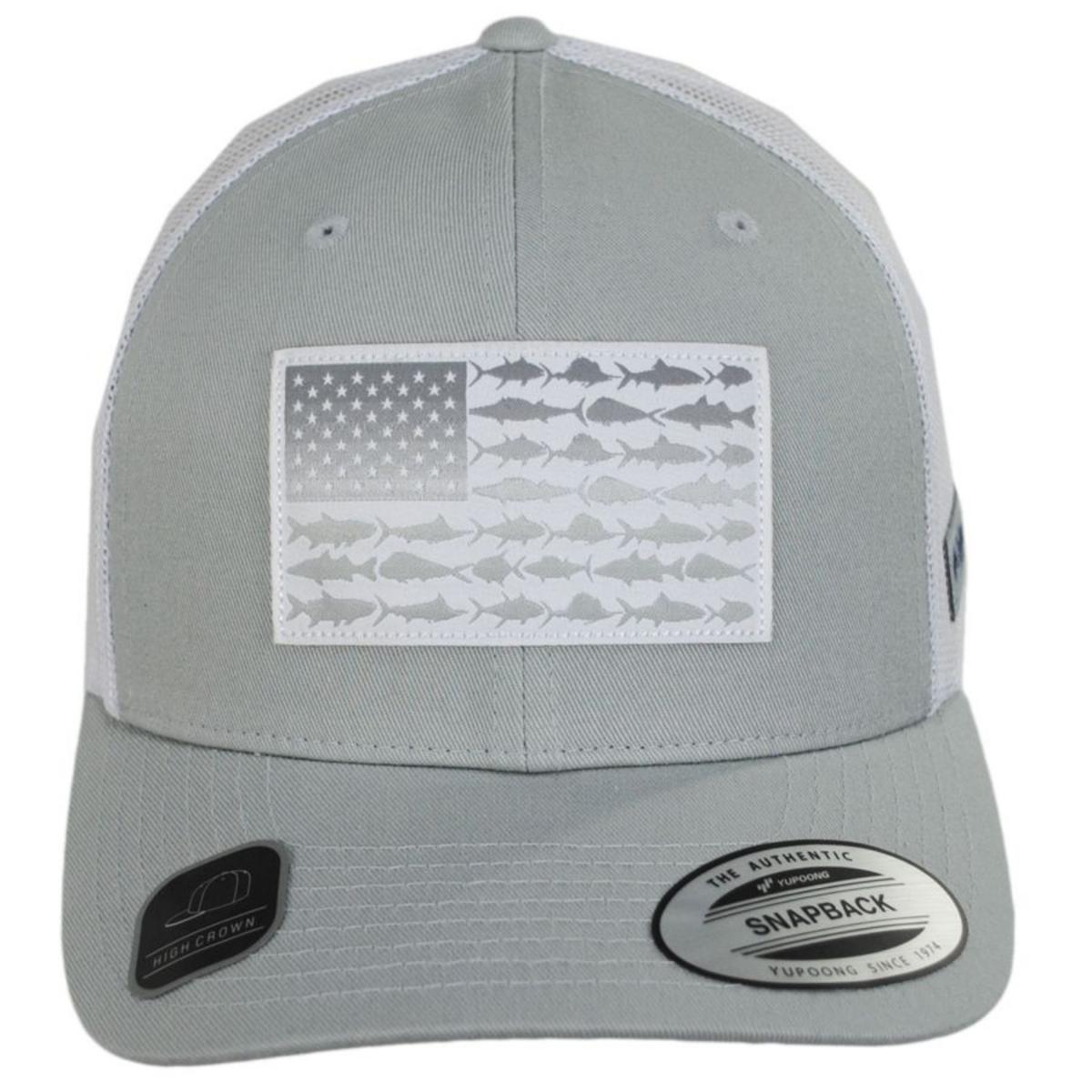 Columbia Sportswear | PFG Fish Flag Mesh Snapback Baseball Cap | 400151 | front | COOL GREY/WHITE