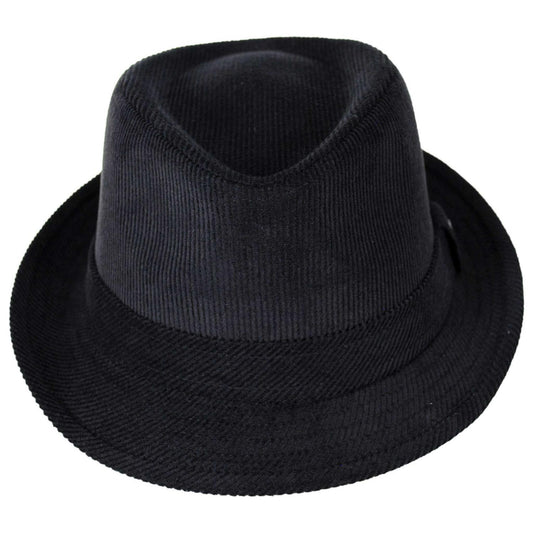 Jaxon Hats | Corduroy C-Crown Trilby Fedora Hat | 142307 | front | BLACK