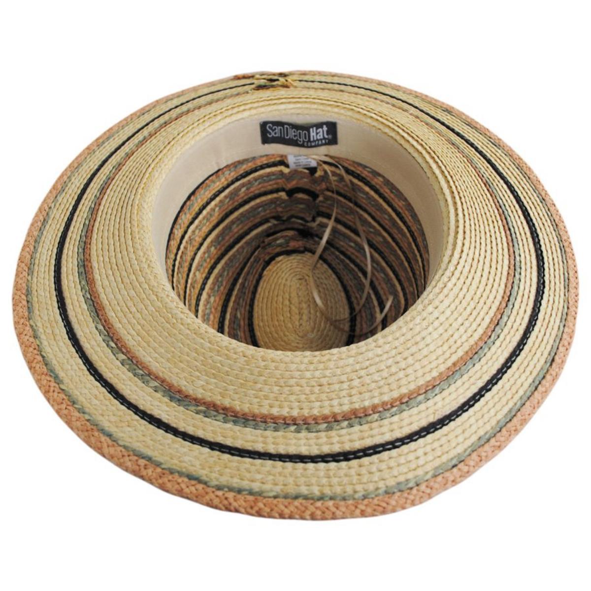 San Diego Hat Company | Paradise Striped Toyo Straw Fedora Hat | 103677 | under | MULTI