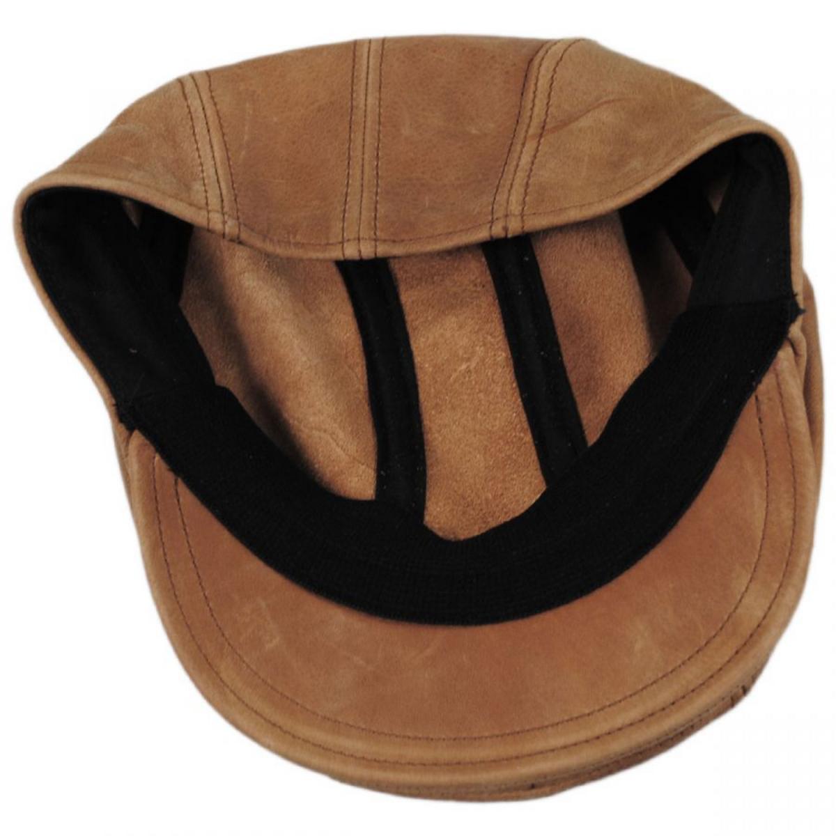 NEW YORK HAT CO | Vintage 1900 Leather Ivy Cap | 161101 | under | RUST