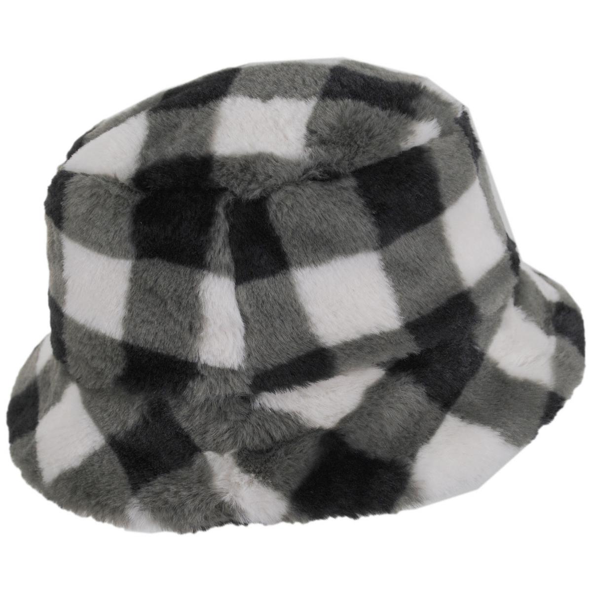 Kangol | Check Faux Fur Bucket Hat | 185810 | profile | BLACK CHECK