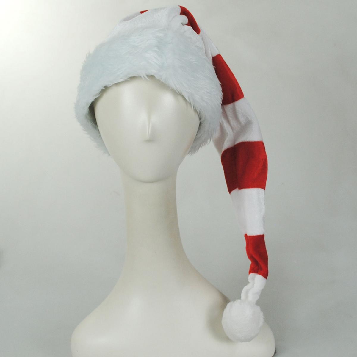 Jacobson | Flashing Pom Striped Santa Hat | 191553 | front | RED/WHITE