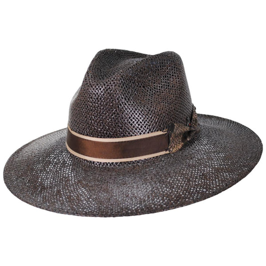 Carlos Santana | Abraxas Twisted Toyo Straw Safari Fedora Hat | 129802 | lead | BROWN
