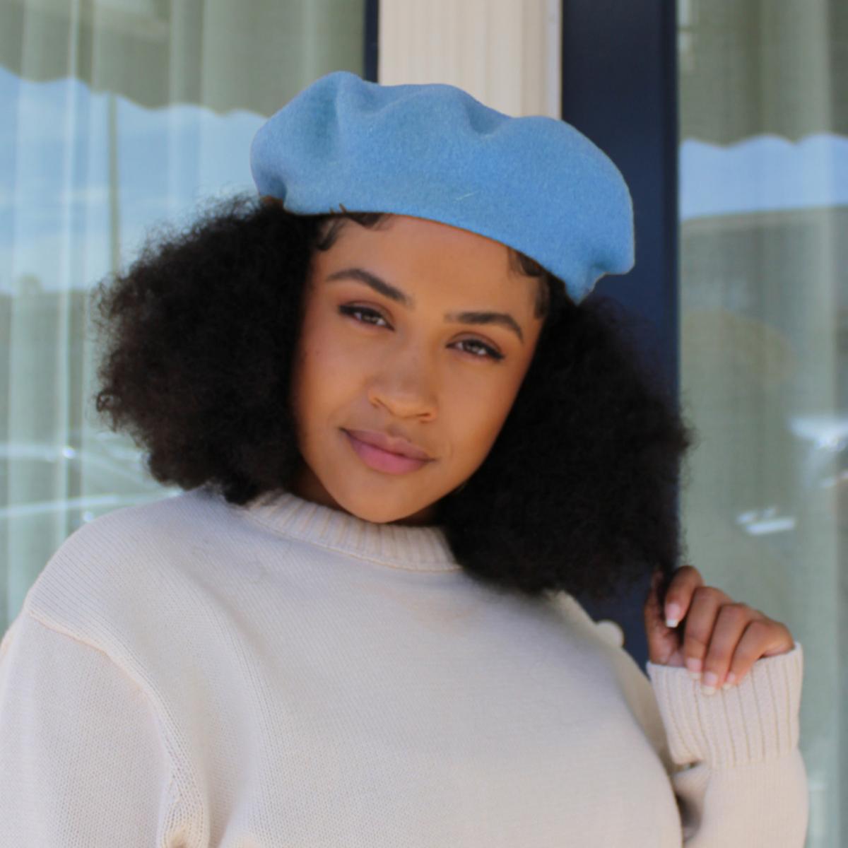 Village Hat Shop | Wool Fashion Beret | 152500 | lsfone | LIGHT BLUE