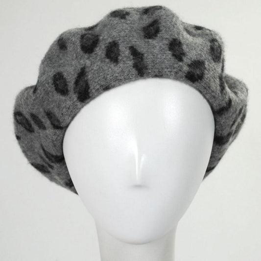 San Diego Hat Company | Leopard Wool Beret | 151610 | front | GREY