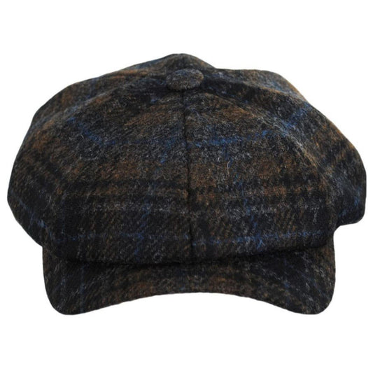 Wigens Caps | Mallalieus Tartan British Wool Newsboy Cap | 161961 | front | BROWN