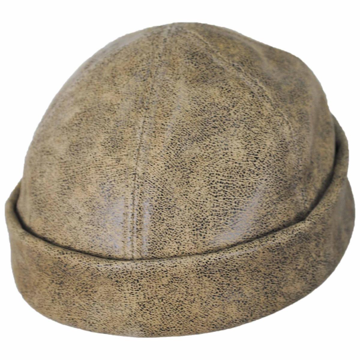 Six Panel Antique Leather Skull Cap Beanie Hat – Village Hat Shop