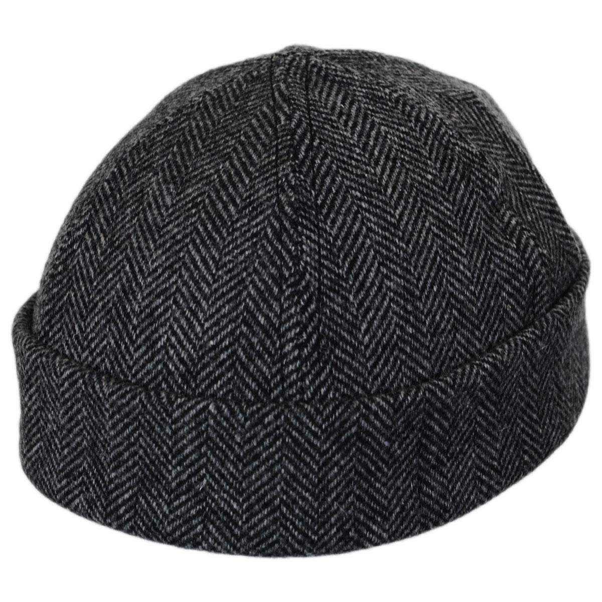 NEW YORK HAT CO | Six Panel Herringbone Wool Skull Cap Beanie Hat | 142005 | lead | CHARCOAL