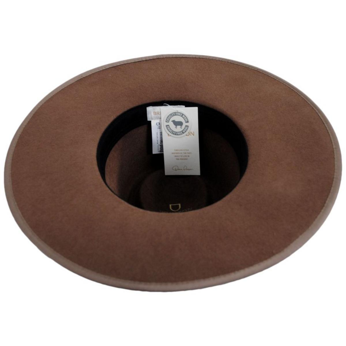 BRIXTON HATS | Jo Wool Felt Rancher Fedora Hat - Dark Tan | 123929BHDT | under | DARK TAN