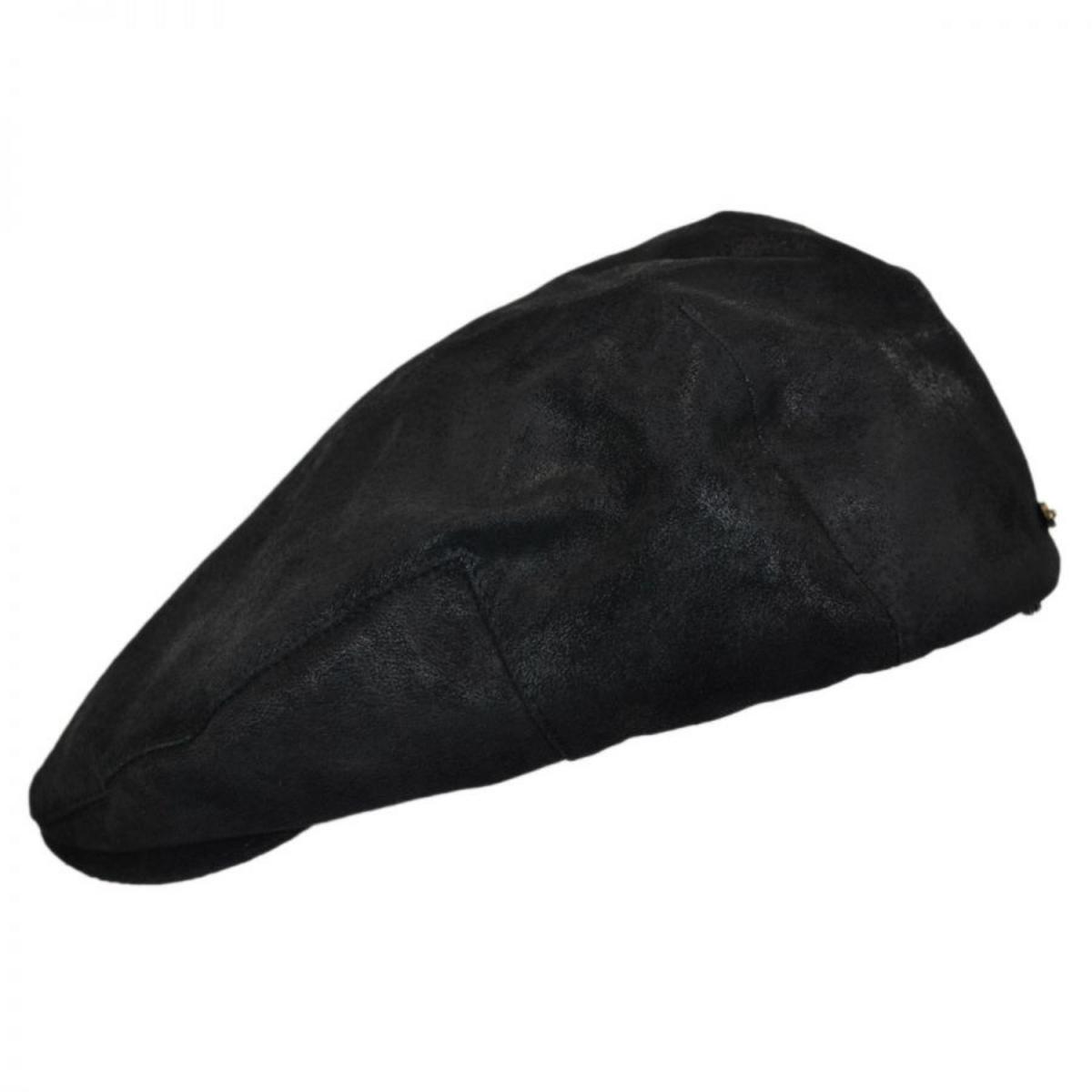 Scala | Rustic Leather Ivy Cap | 160295 | profile | BLACK