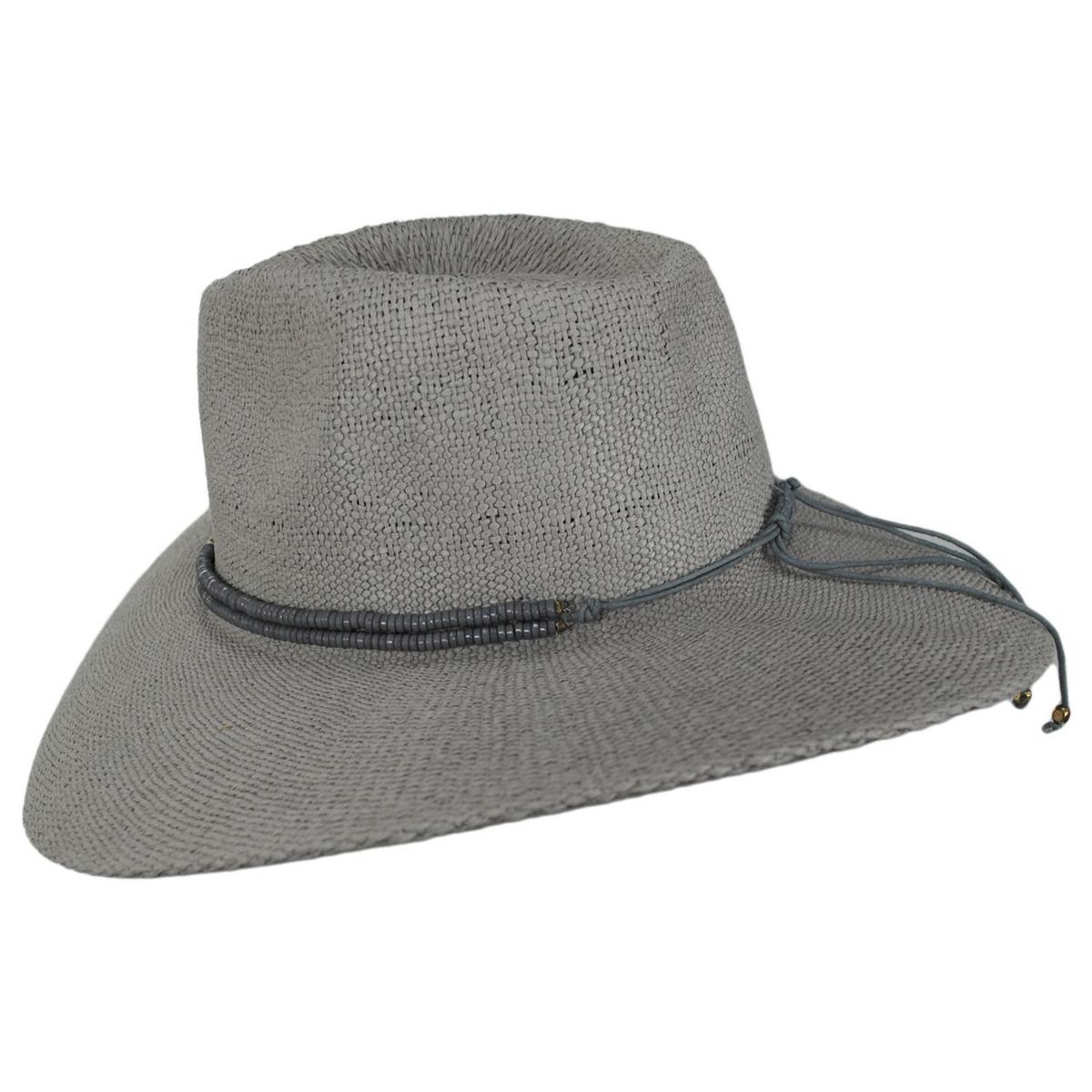 NIKKI BEACH | Smokey Bangora Straw Fedora Hat | 102670 | profile | GREY