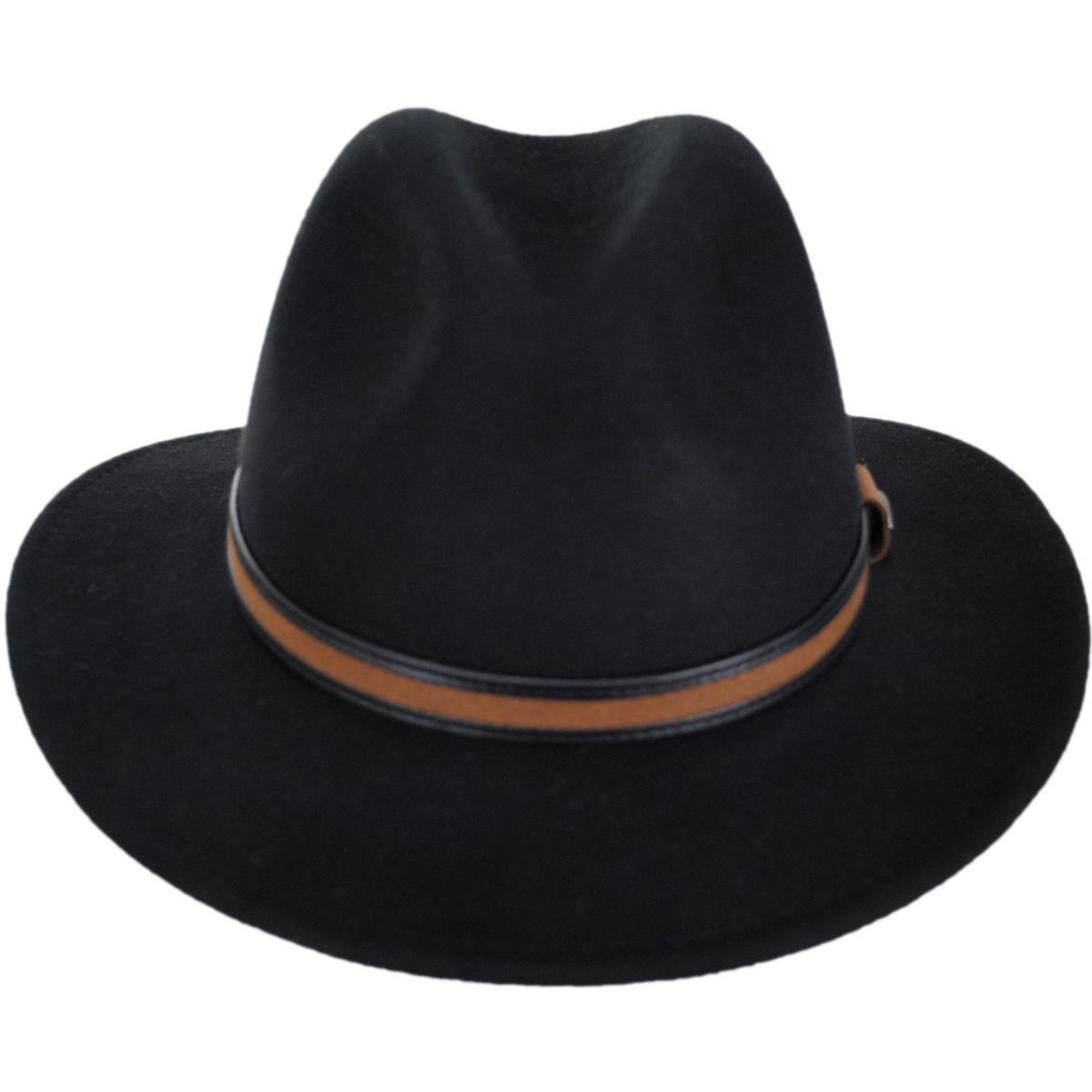 Scala | Shaun Crushable Wool Felt Safari Fedora Hat | 130442 | front | BLACK