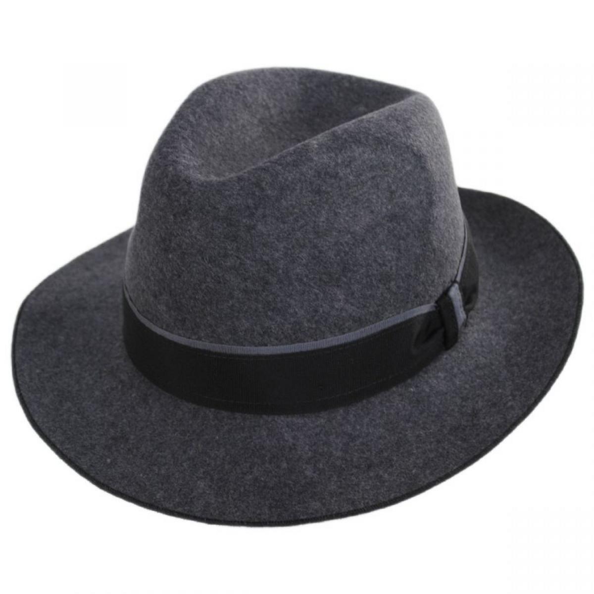 Stefeno Hats | Desmond Crushable Wool Felt Fedora Hat | 136066 | lead | GREY MIX